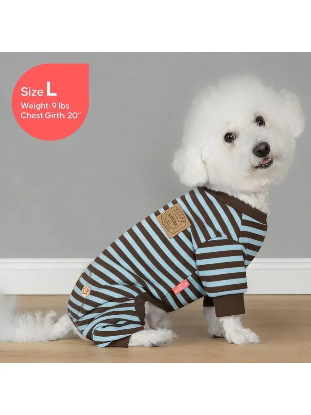 Cozy Blue Striped Dog Pajamas, Comfy 4-Legged Onesie Sleepwear for Small Pets
